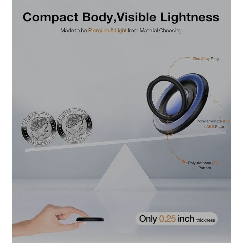 Phone Ring Grip for MagSafe with Fidget Spinner [2025] - 360° Black Galaxy - Picture 10 of 12